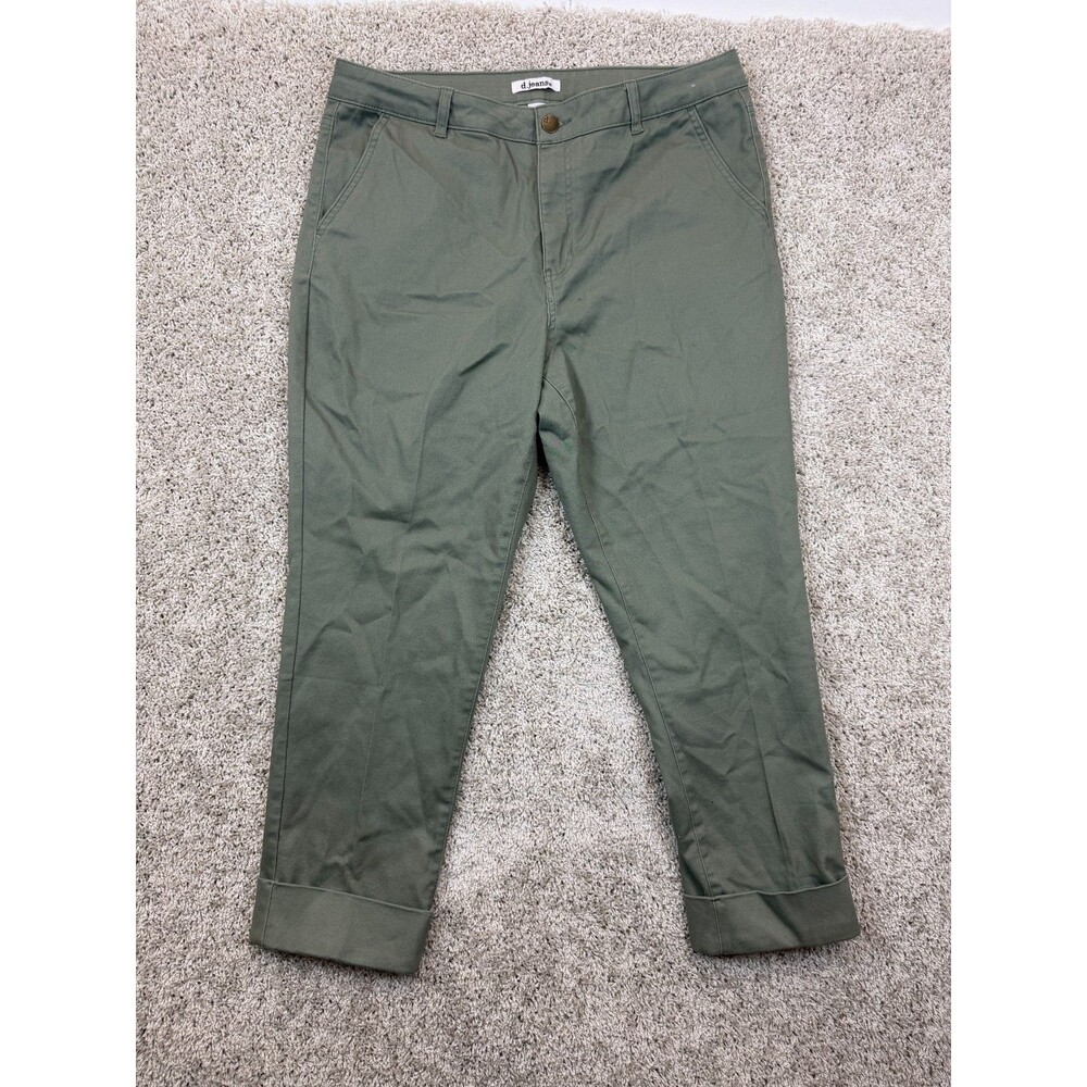 d.jeans Women's Size 16 Olive Green Chino Pants Stretch Cuffed Ankle Repreve